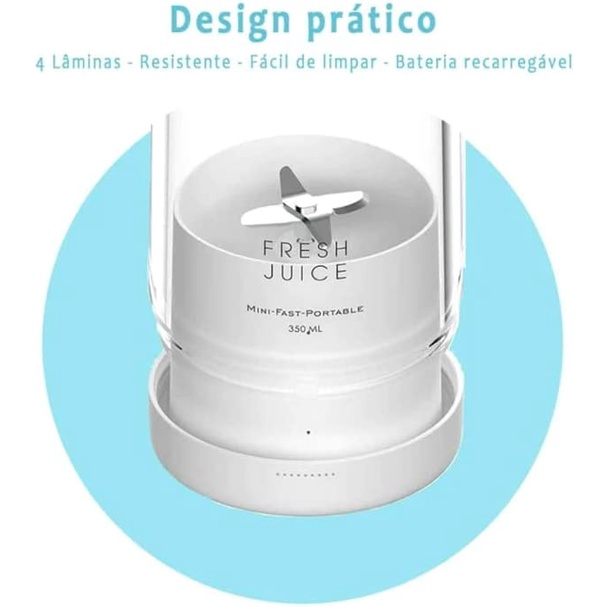 Garrafa Juicer Liquidificador Elétrico Portátil Recarregável COPO 350ml - LojasCésil