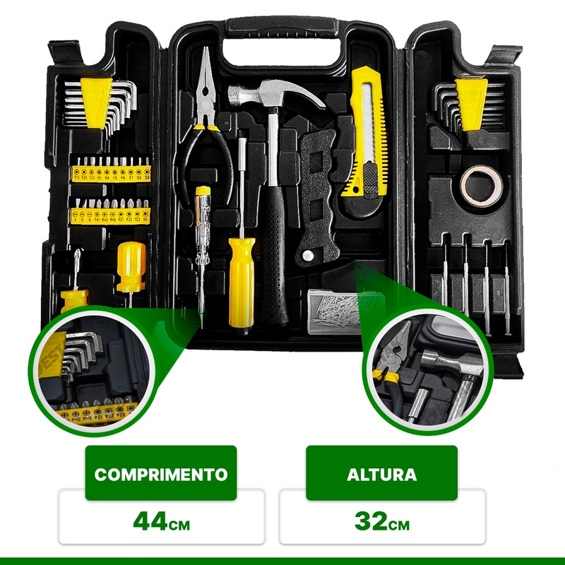 Kit Jogo Ferramentas Maleta Dobrável 200 Peças - LojasCésil